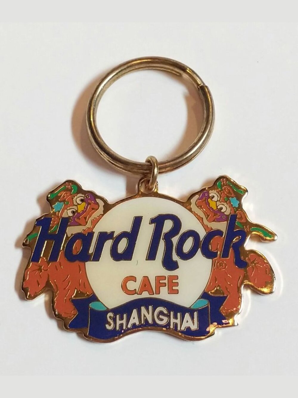 RARE Hard Rock Cafe SHANGHAI 1990s Chinese LIONS Keychain